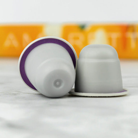 Purple rim on capsules Amaretto Coffee Pods from BOSECO™